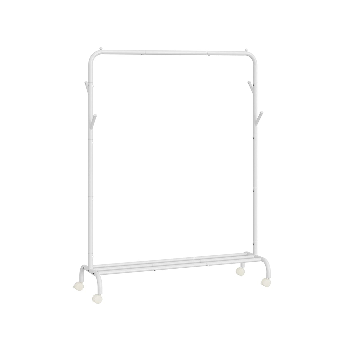 Clothes Rail - Heavy-Duty Metal - Cloud White - Extendable and Collapsible with Wheels