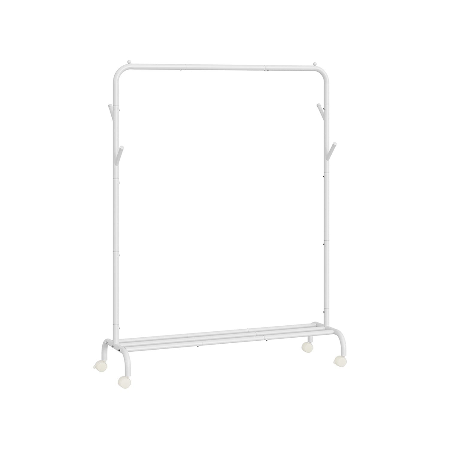 Clothes Rail - Heavy-Duty Metal - Cloud White - Extendable and Collapsible with Wheels
