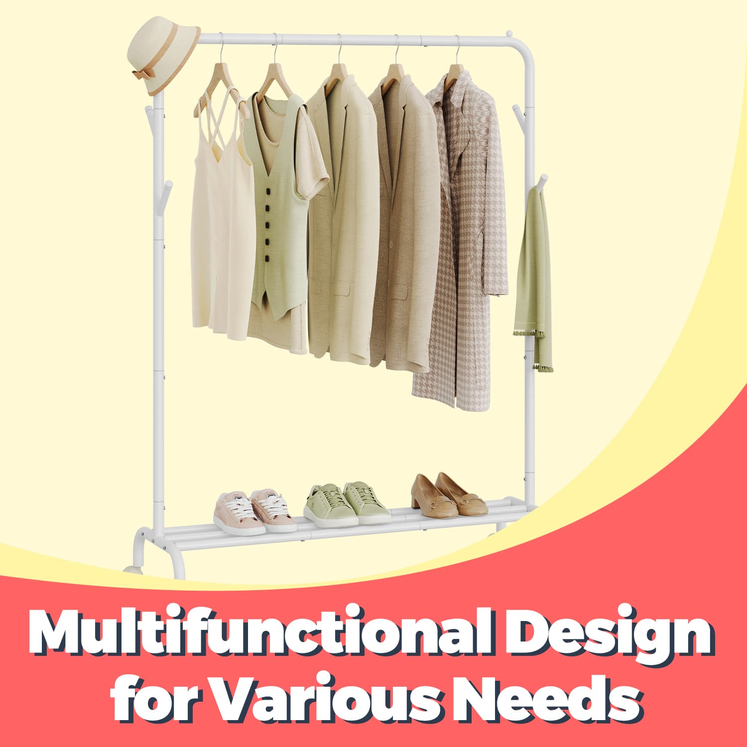Clothes Rack - Metal - Silver - 100 kg Load Capacity