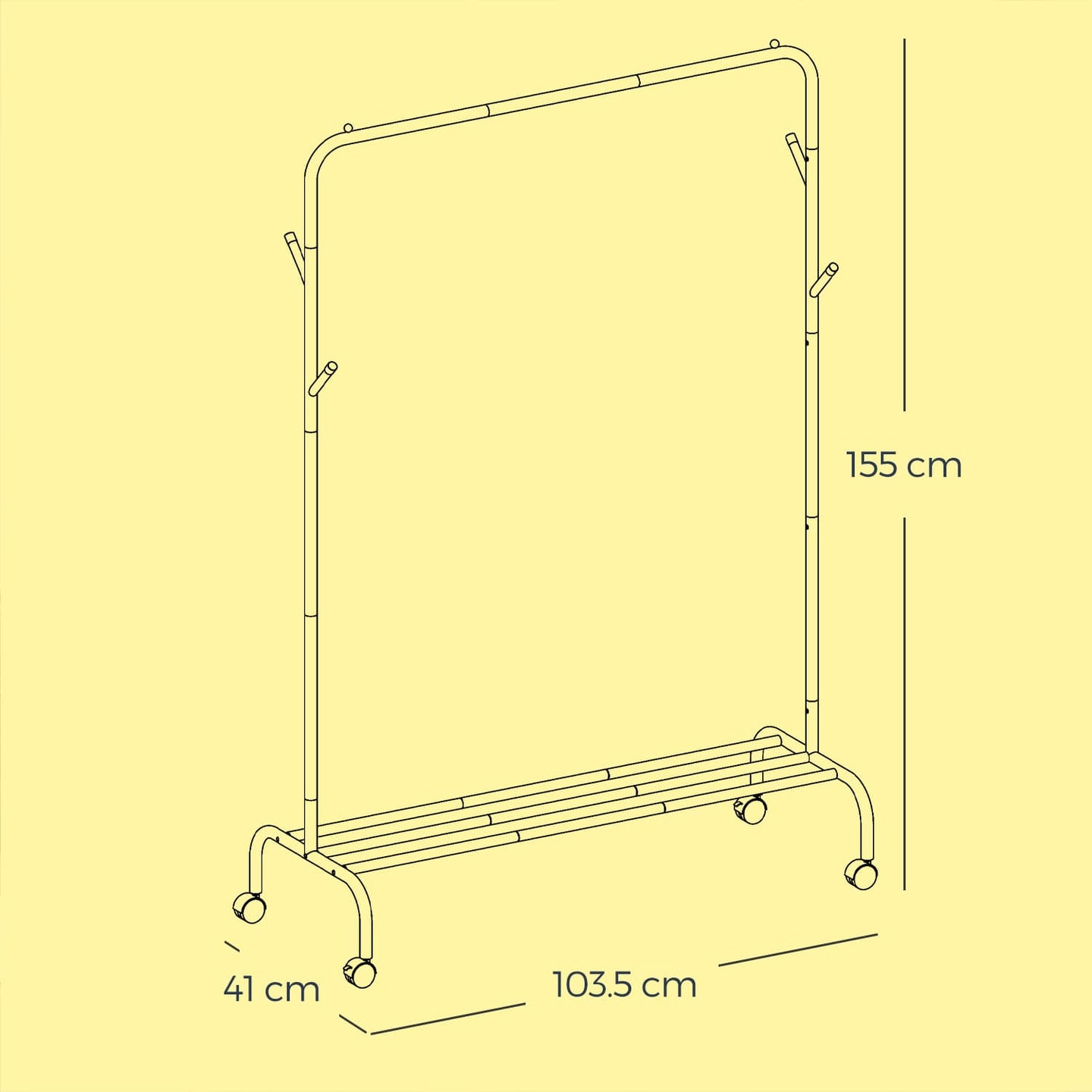Clothes Rack - Metal - Silver - 100 kg Load Capacity