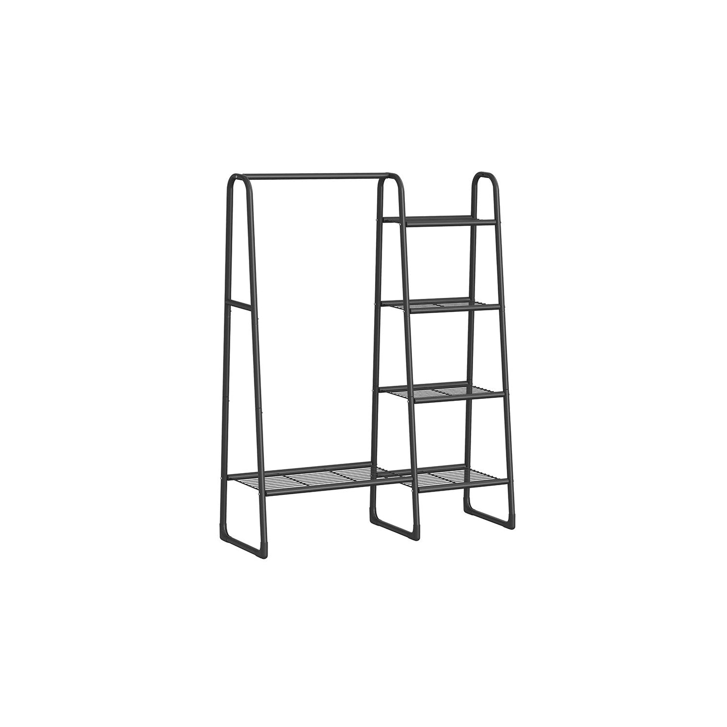 Freestanding Clothes Rack - 5 Storage Shelves - Metal - Matte Black