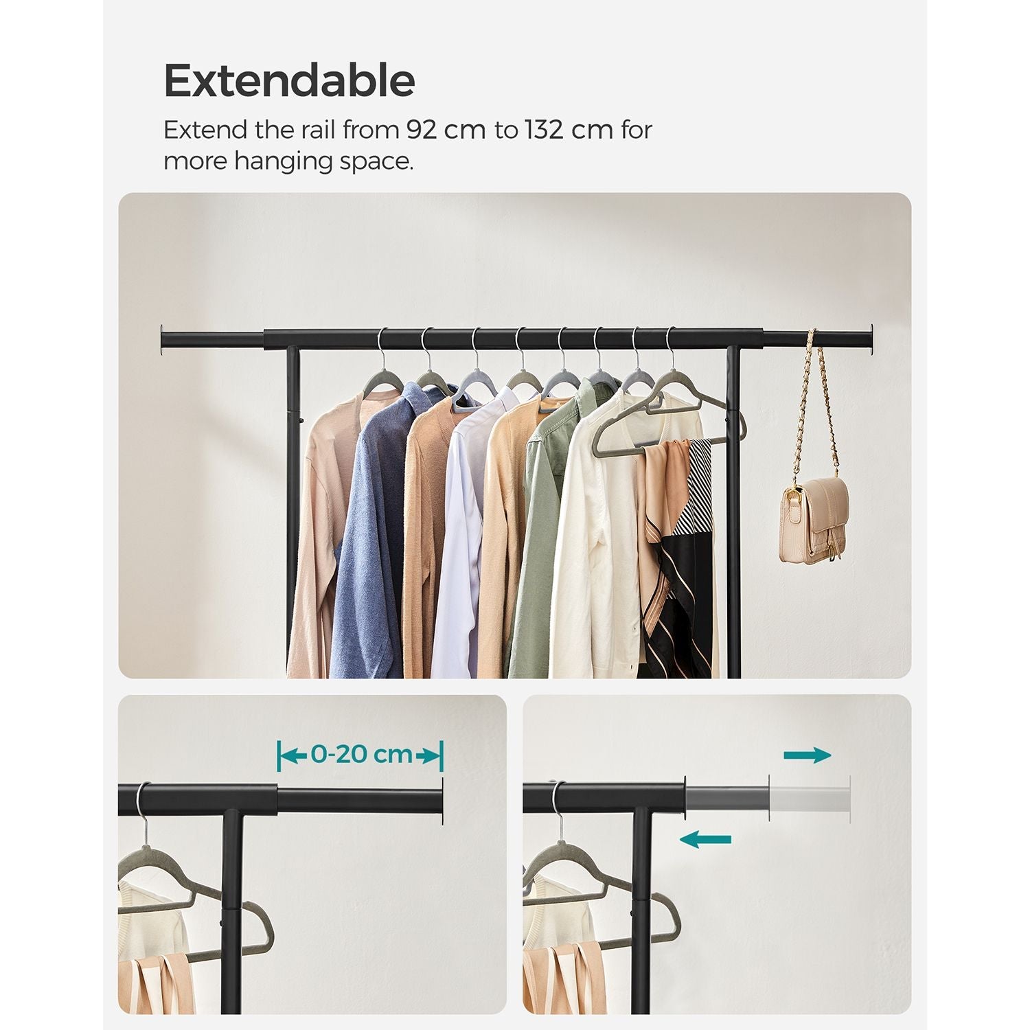 Heavy Duty Mobile Clothes Garment Rack - Chrome
