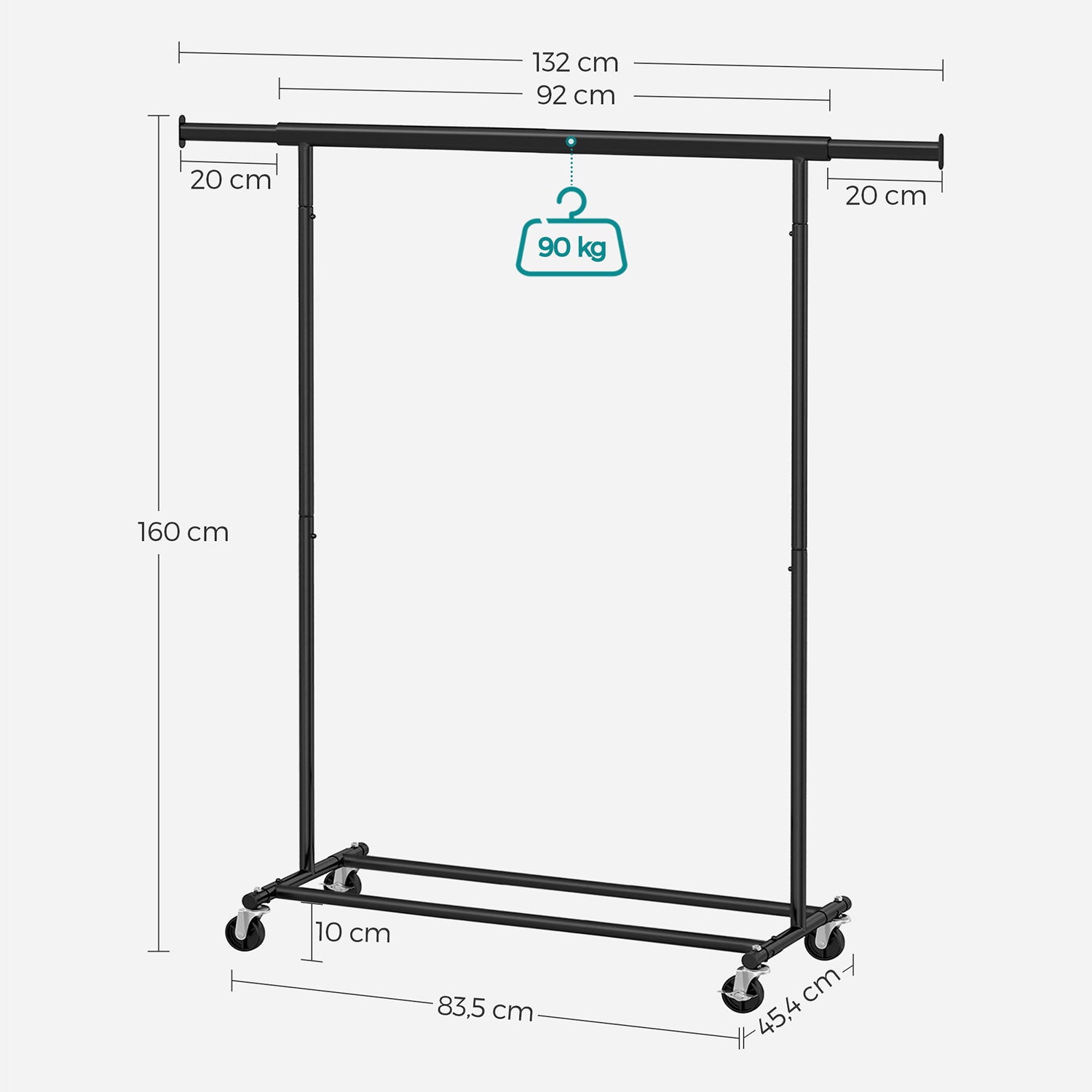 Heavy Duty Mobile Clothes Garment Rack - Chrome