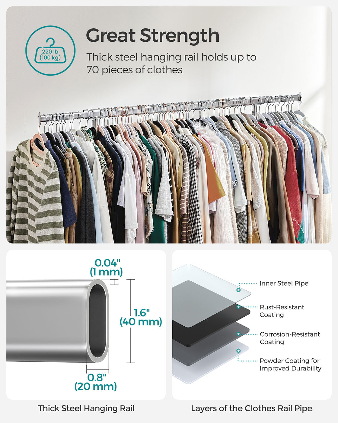 Heavy Duty Clothes Rack - Chrome