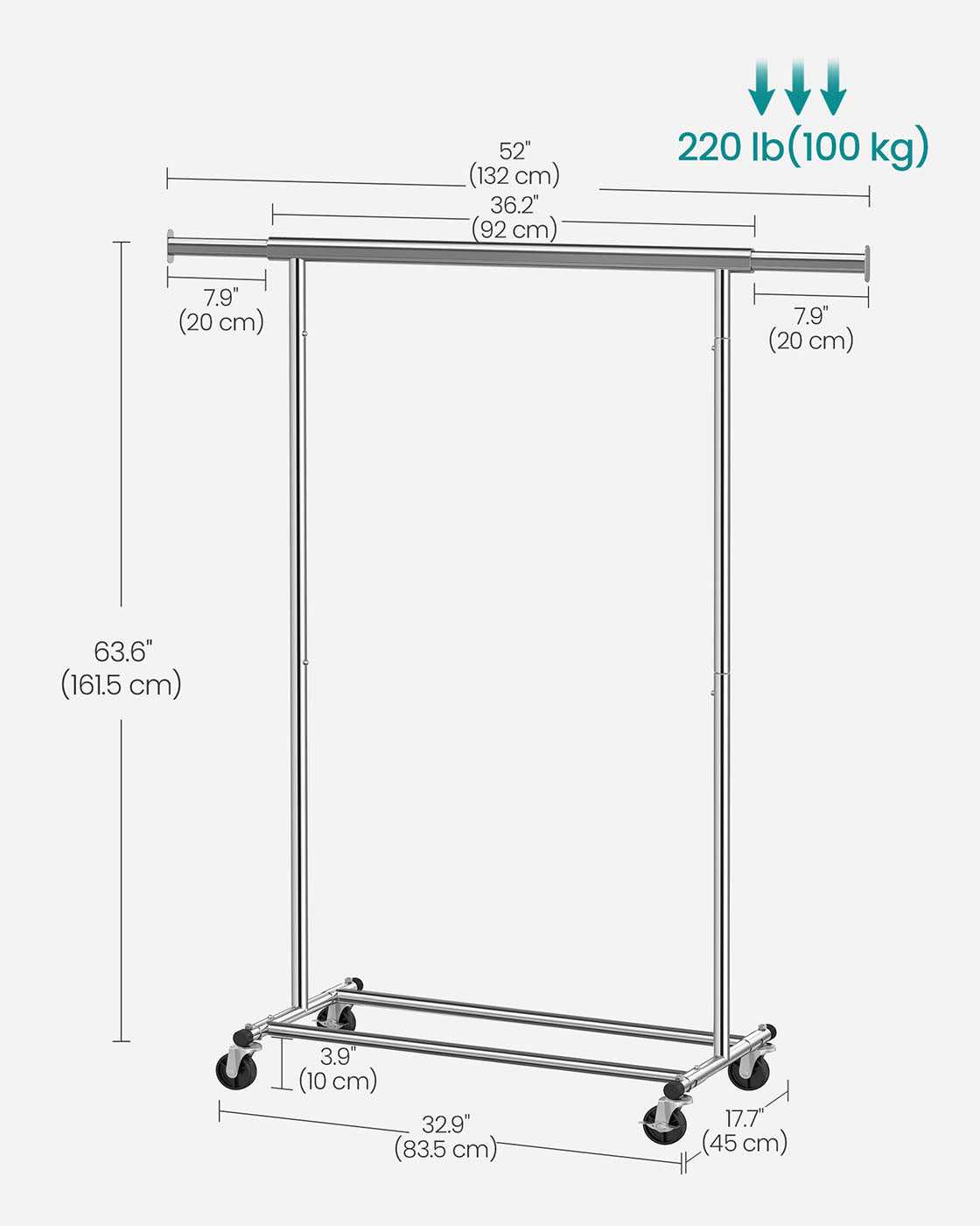 Heavy Duty Clothes Rack - Chrome