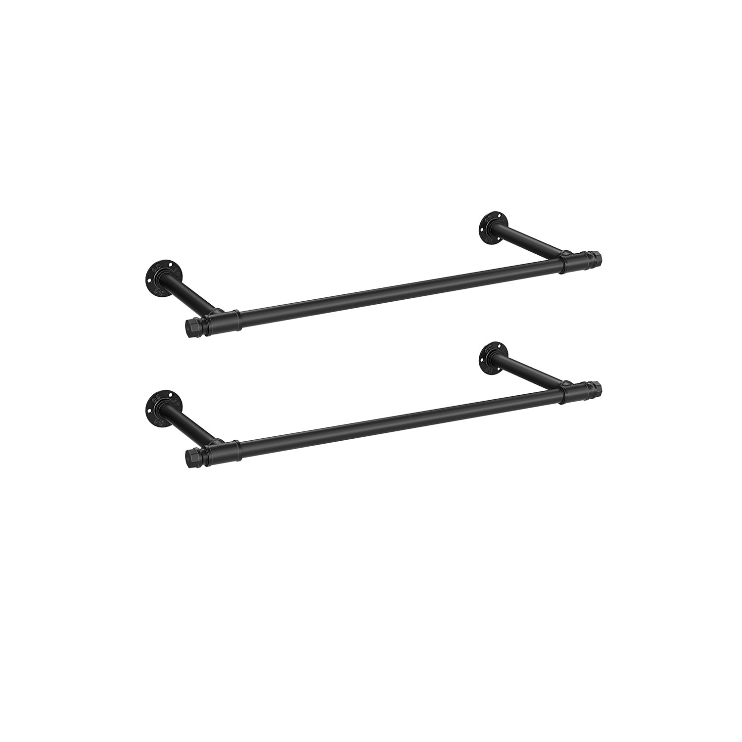 Set of 2 Wall-Mounted Clothes Rails - Steel - Black - 60 kg Load Capacity