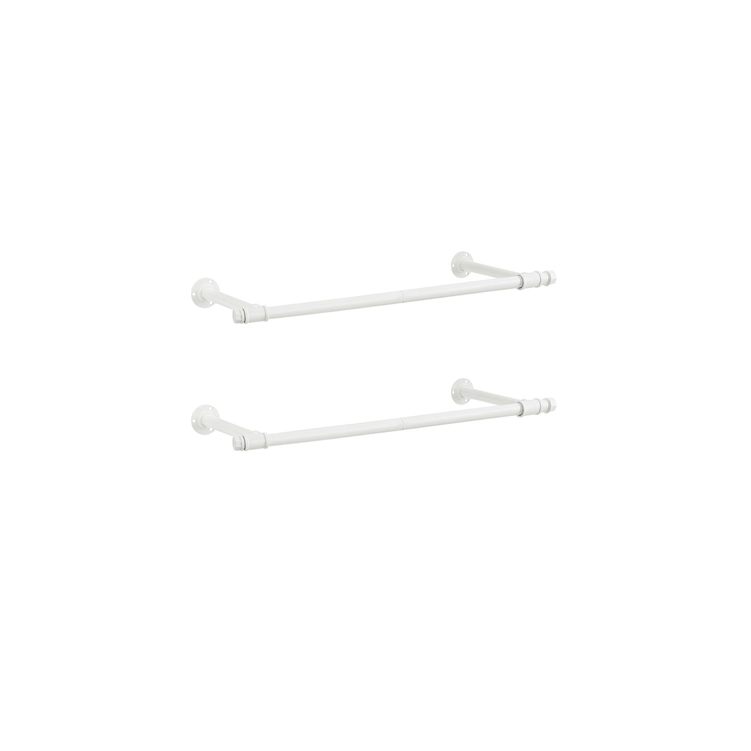 Set of 2 Wall-Mounted Clothes Rails - Steel - Cloud White