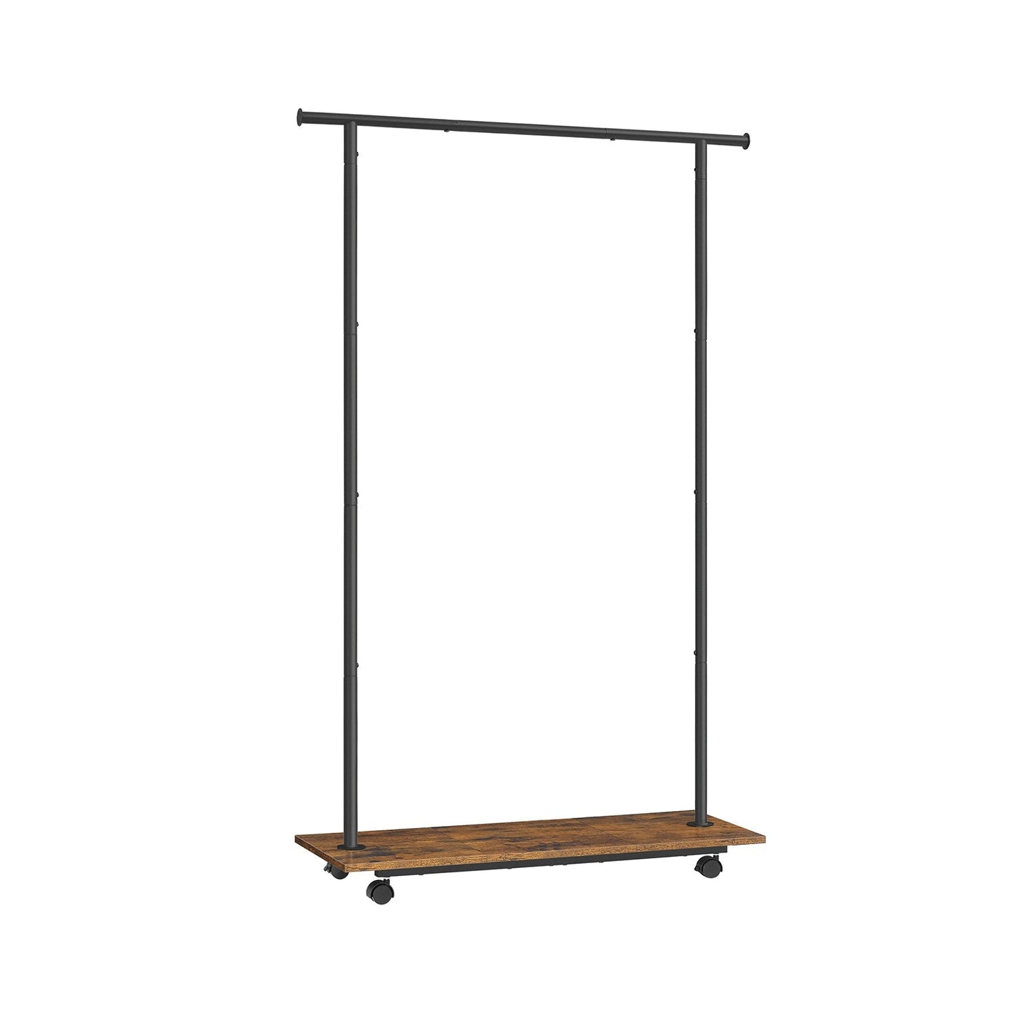 Portable Clothes Rack - Metal - Rustic Brown - with Storage Shelf and Wheels