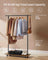 Portable Clothes Rack - Metal - Rustic Brown - with Storage Shelf and Wheels