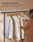 Portable Clothes Rack - Metal - Rustic Brown - with Storage Shelf and Wheels