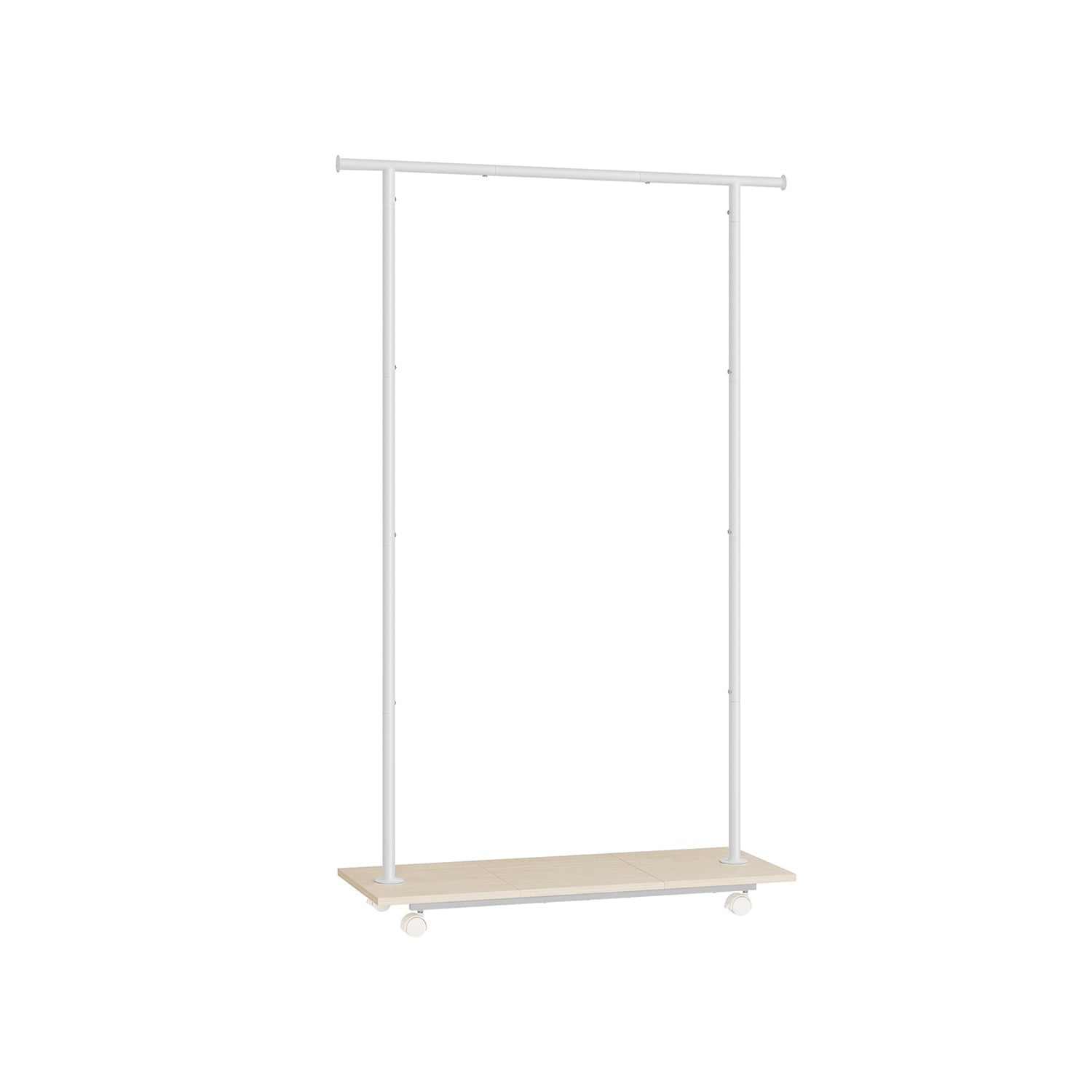 Portable Clothes Rack - Metal - Natural Beige - With Storage Shelf and Wheels