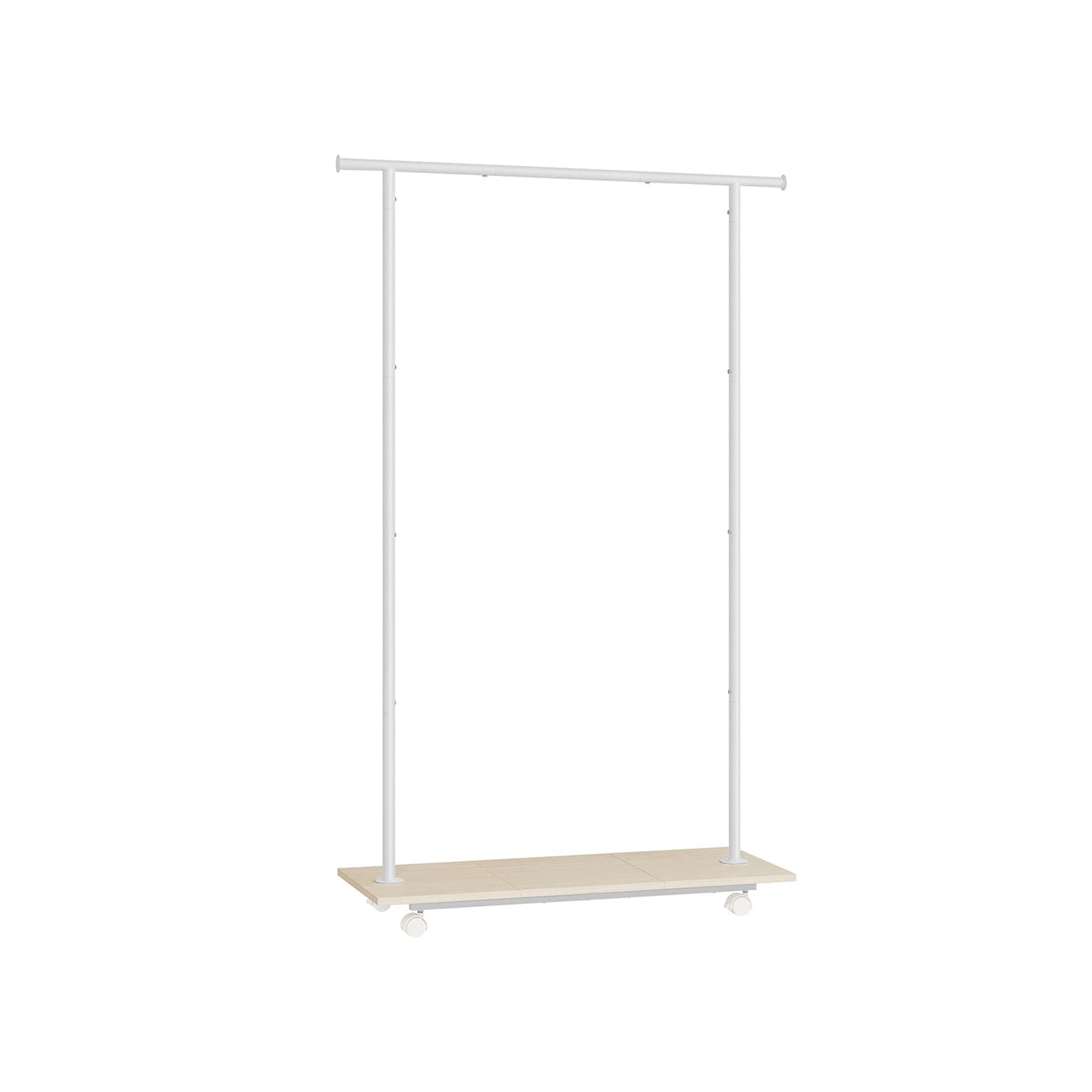 Portable Clothes Rack - Metal - Natural Beige - With Storage Shelf and Wheels