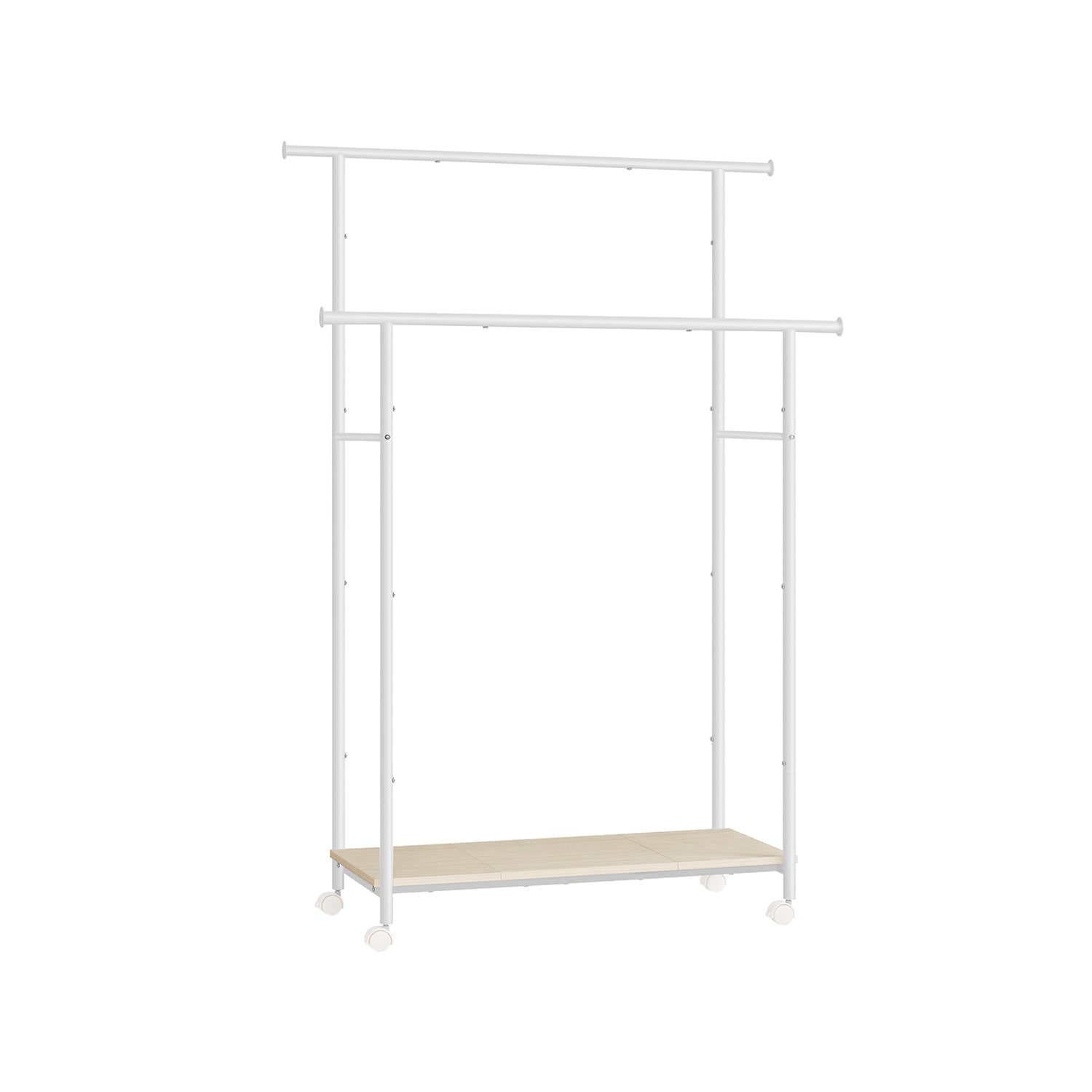 Double-Rod Clothes Rack - Metal - Rustic Brown - Portable with Storage Shelf