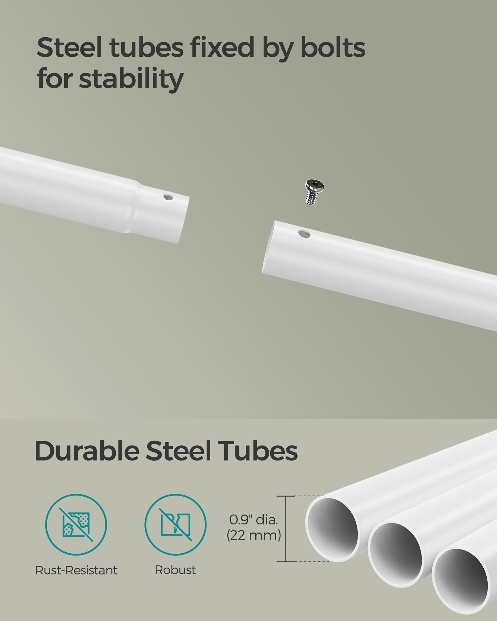 Double-Rod Clothes Rack - Metal - Cloud White - Portable with Storage Shelf