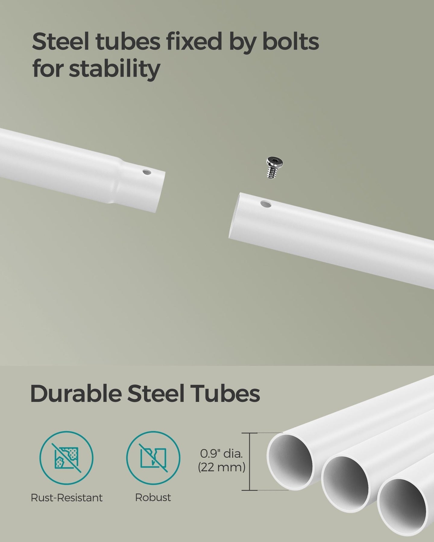 Double-Rod Clothes Rack - Metal - Cloud White - Portable with Storage Shelf