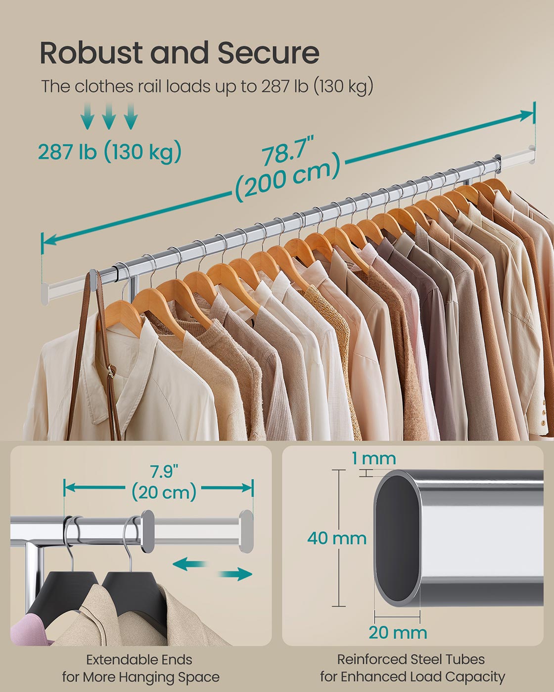 Clothes Rack - Silver - Chrome