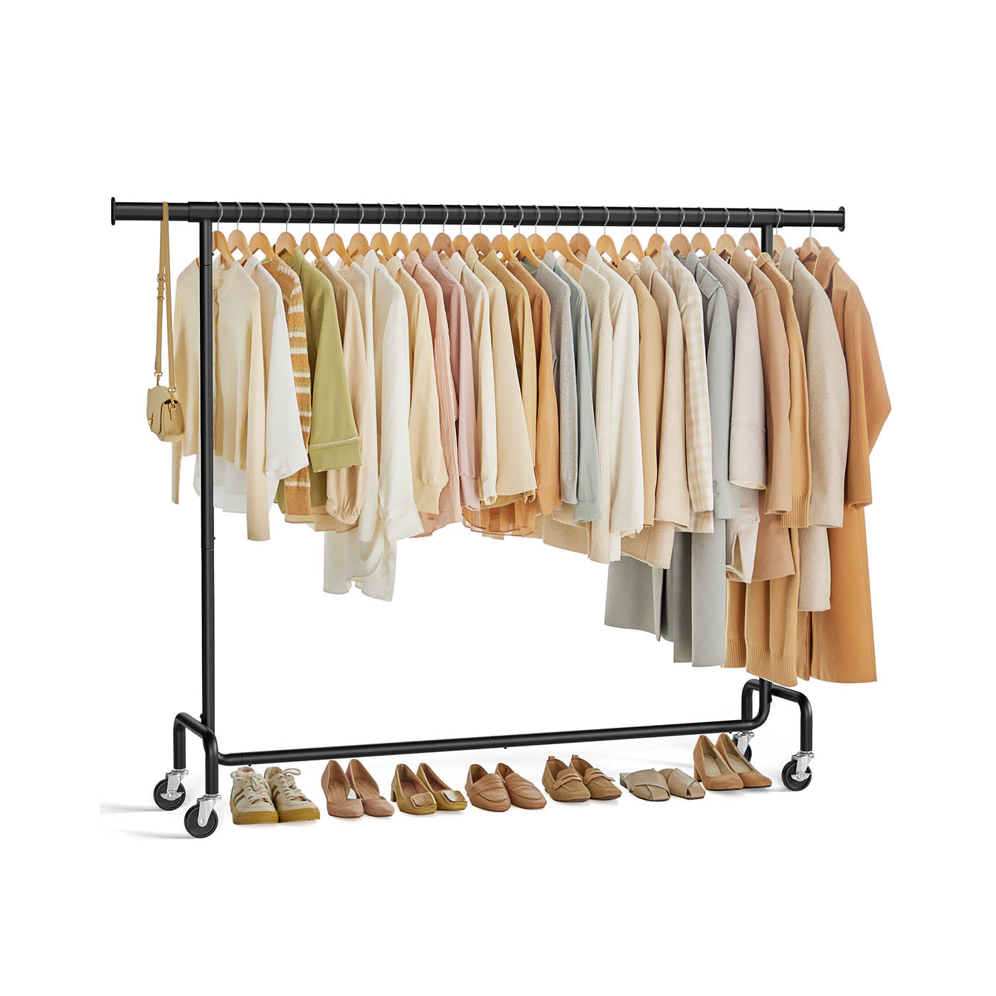 Clothes Rack - Heavy-Duty Steel - Matte Black - Extendable Hanging Rail