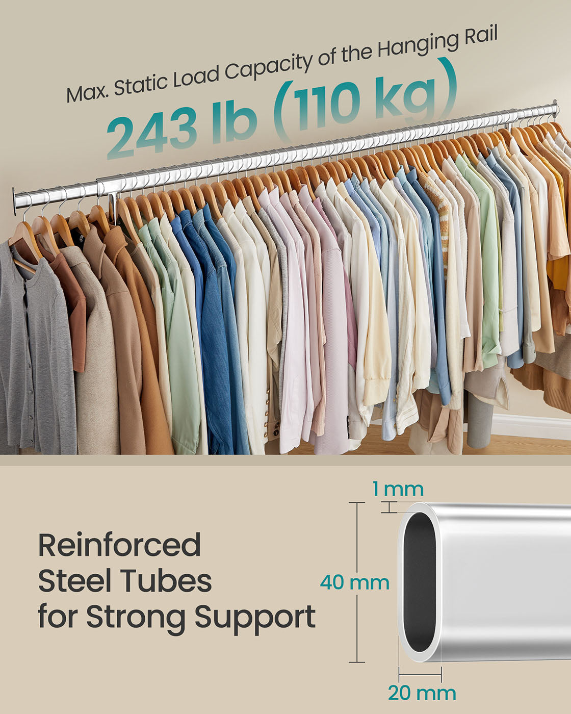 Clothes Rack - Matte Silver - Chrome-Plated