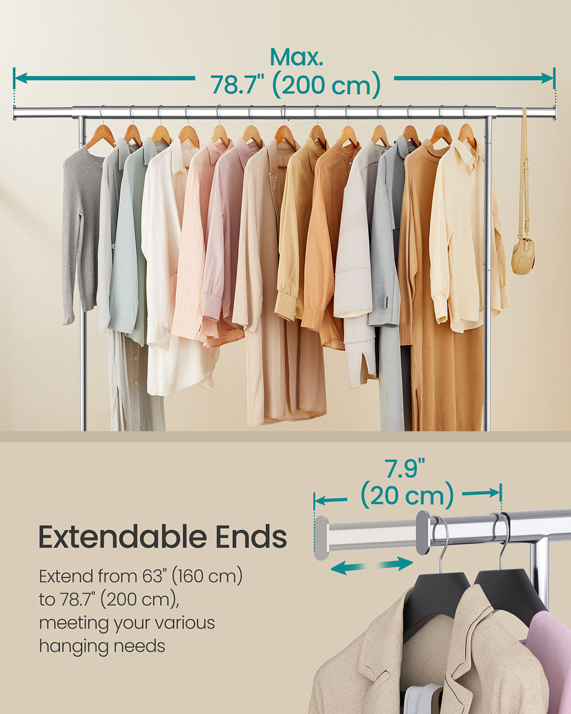Clothes Rack - Matte Silver - Chrome-Plated