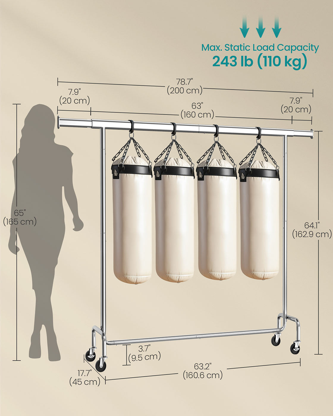 Clothes Rack - Matte Silver - Chrome-Plated