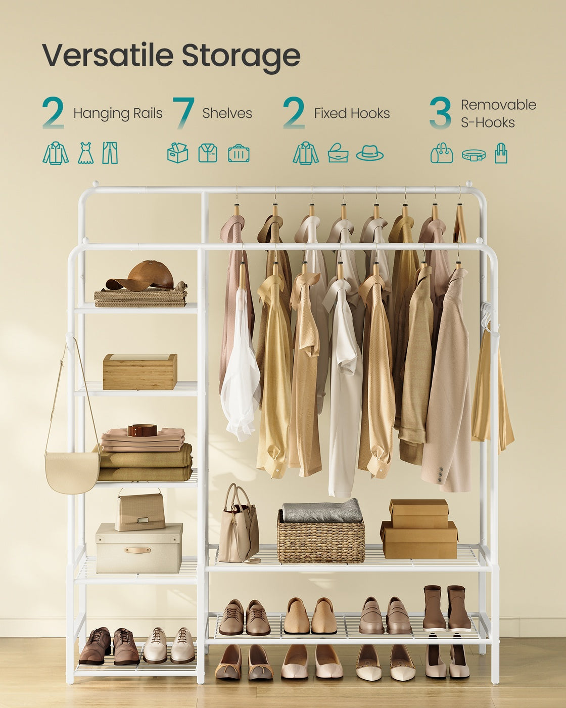 Clothes Rack - 35L - Steel - 7 Shelves