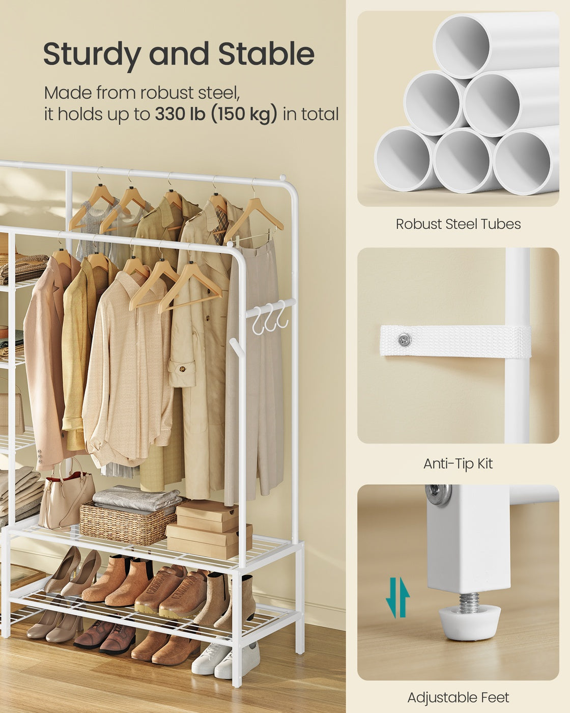 Clothes Rack - 35L - Steel - 7 Shelves