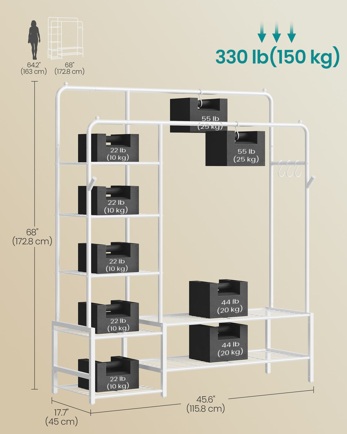 Clothes Rack - 35L - Steel - 7 Shelves