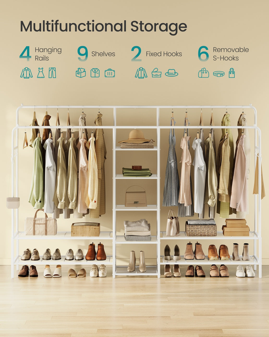 Clothes Rack - 541L - Steel - 9 Shelves