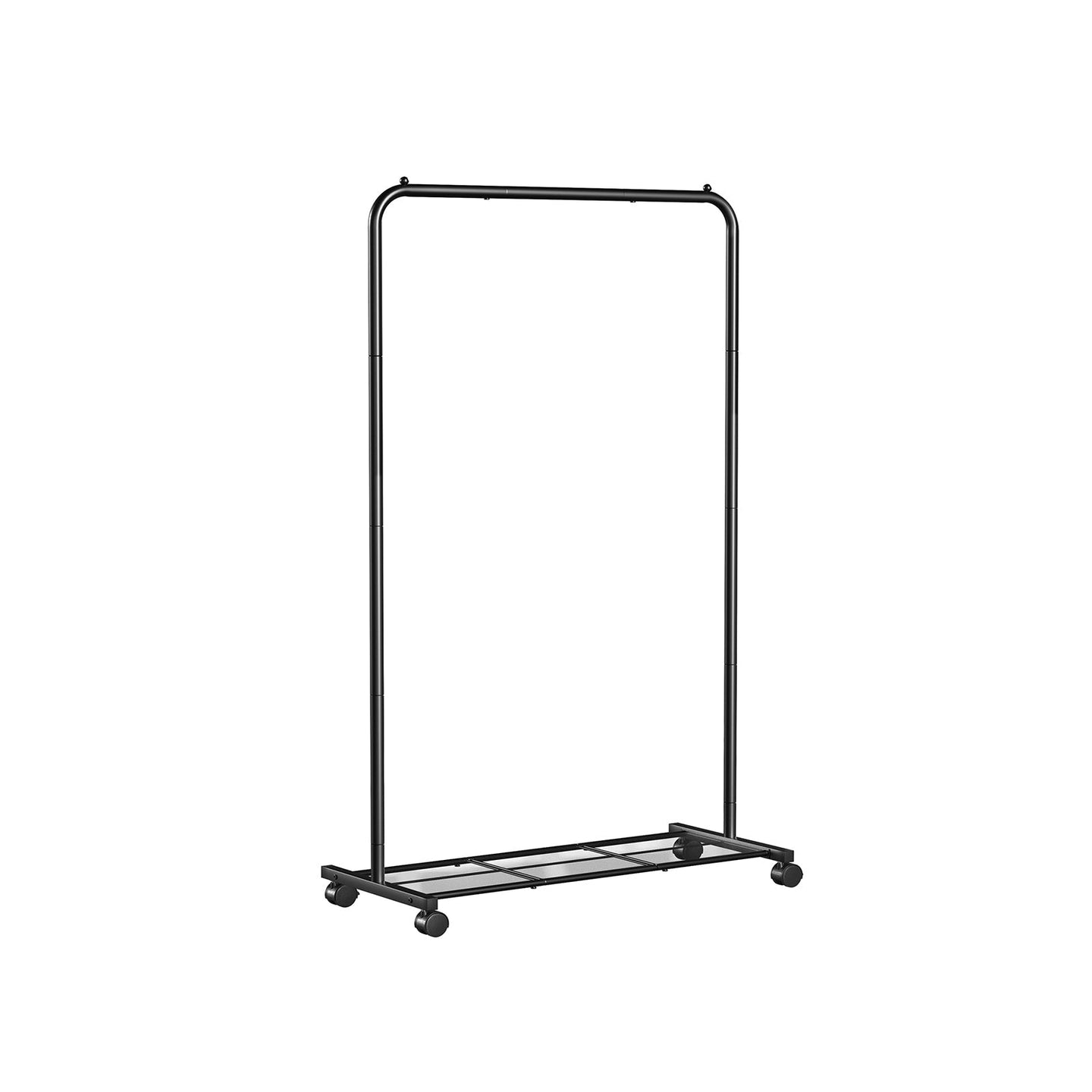 Clothes Rack - Metal - Black - Mobile with Storage Shelf