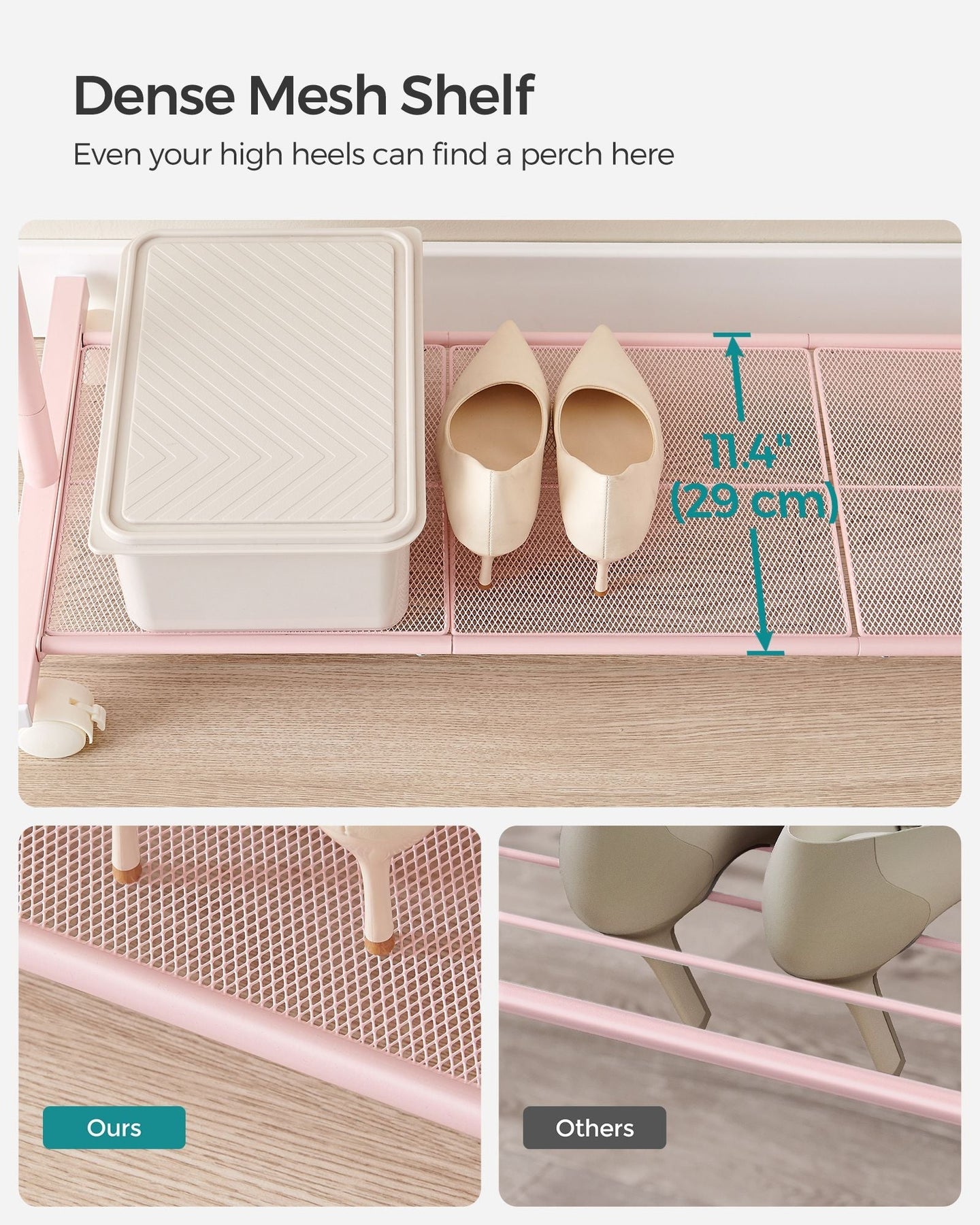 Garment Rack - Metal - Jelly Pink - Mobile with Storage Shelf