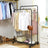 Garment Rack - Metal - Black - Double-Rail with Wheels and Mesh Shelf