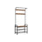 Coat Rack Stand - Steel - Rustic Brown and Black - Free Standing with Removable Hooks and Bench