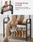 Coat Rack Stand - Steel - Rustic Brown and Black - Free Standing with Removable Hooks and Bench