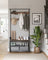 Coat Rack Stand - Steel - Rustic Brown and Black - Free Standing with Removable Hooks and Bench