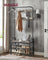 Coat Rack - Steel - Hazelnut Brown and Black - 4-in-1 Design with Shoe Storage Bench