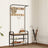 Coat Rack - Steel - Hazelnut Brown and Black - Free Standing Hall Tree with Shoe Bench and Removable Hooks