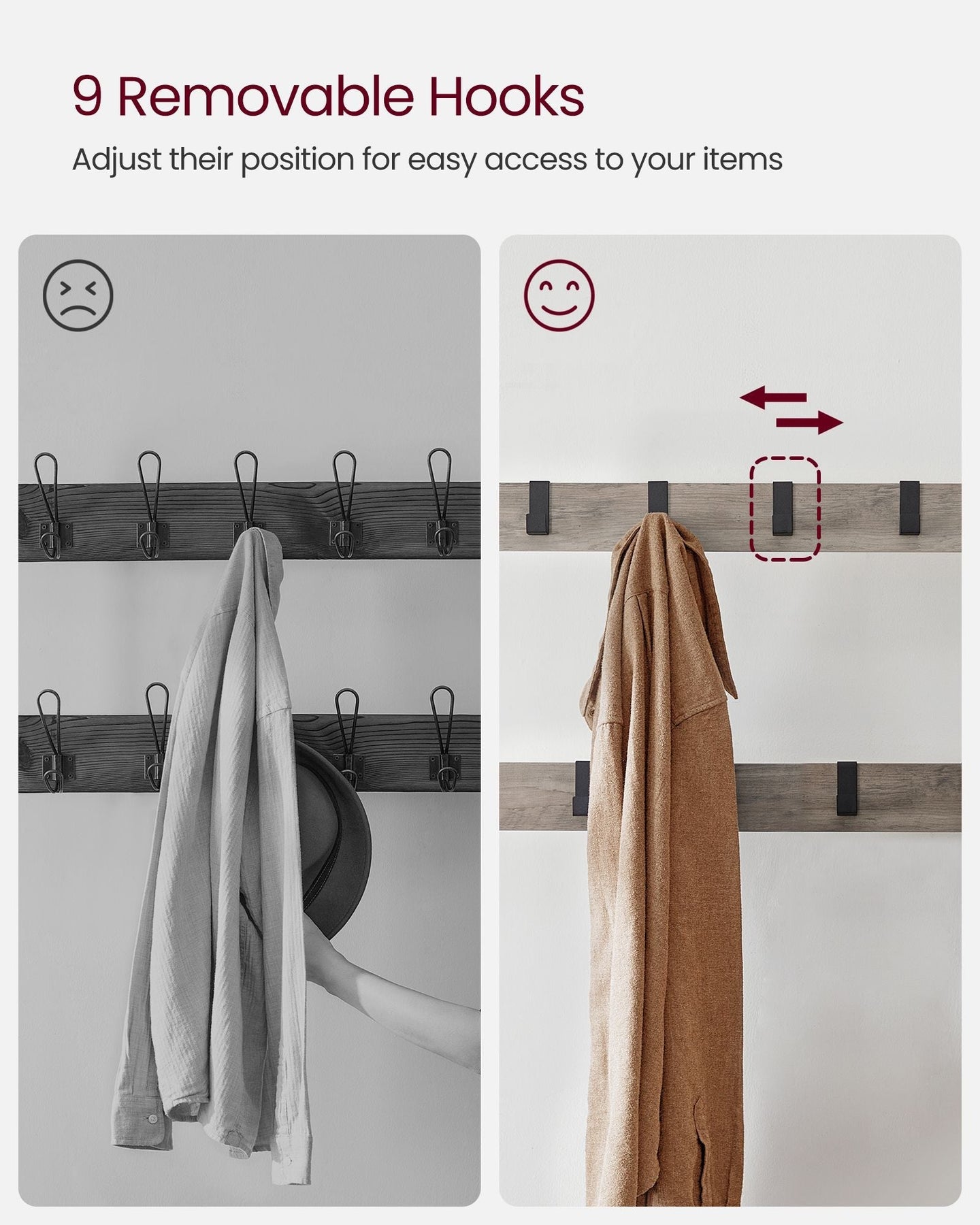 Coat Rack - Steel - Hazelnut Brown and Black - 4-in-1 Design with Shoe Storage Bench