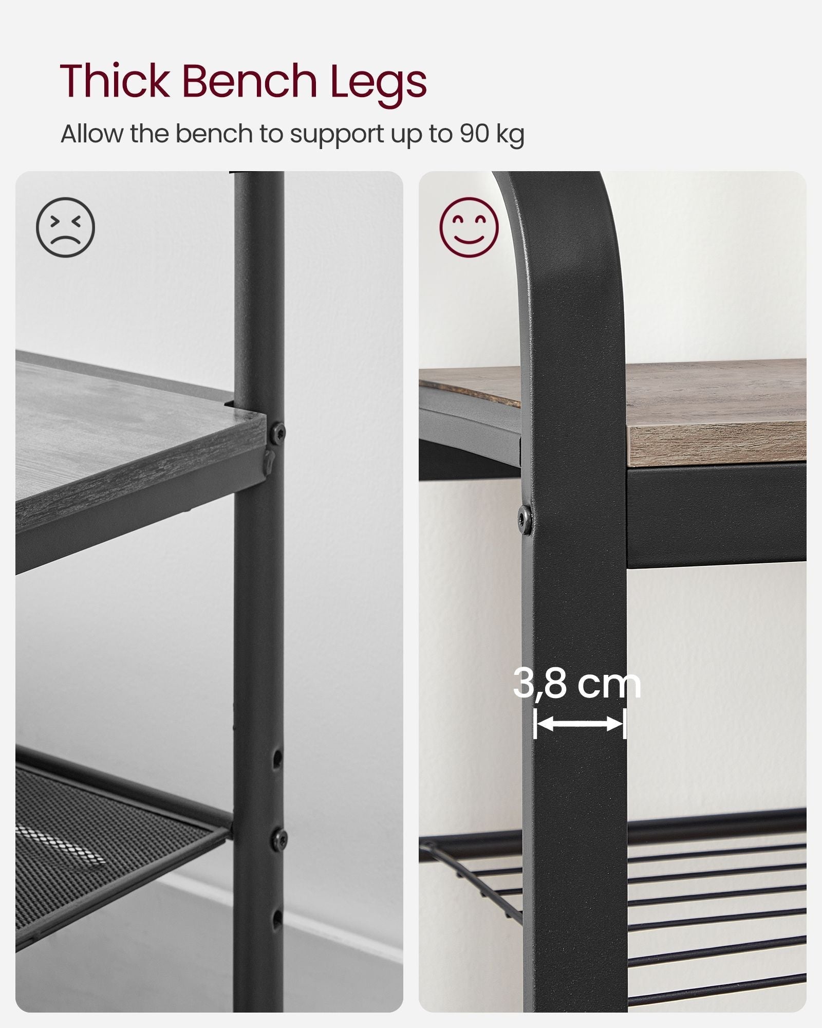 Coat Rack - Steel - Hazelnut Brown and Black - 4-in-1 Design with Shoe Storage Bench