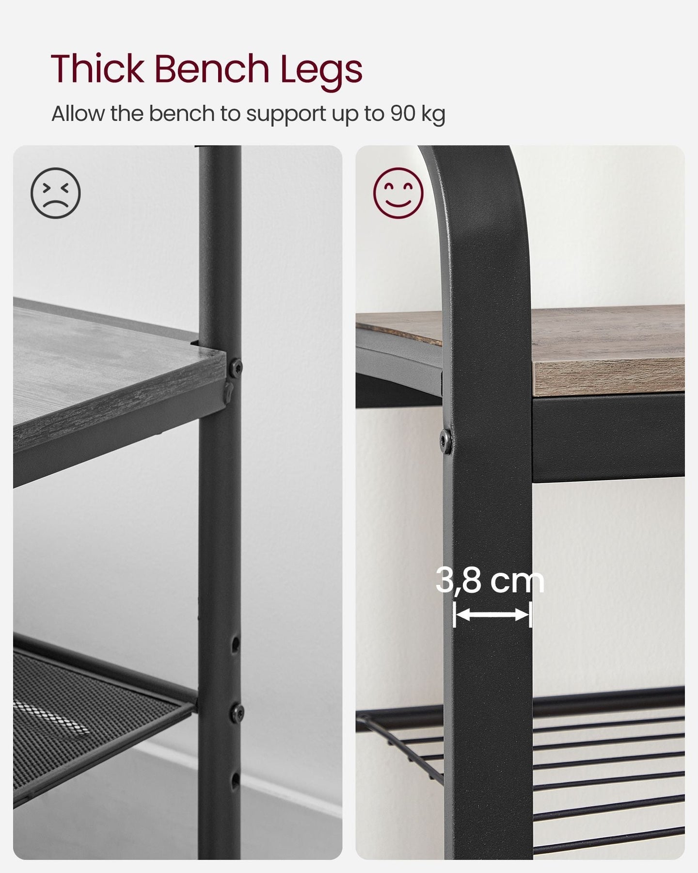 Coat Rack - Steel - Hazelnut Brown and Black - 4-in-1 Design with Shoe Storage Bench