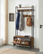 Coat Rack with Shoe Storage - 9 Hooks and Top Shelf - Wood - Rustic Brown and Black