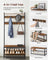 Coat Rack with Shoe Storage - 9 Hooks and Top Shelf - Wood - Rustic Brown and Black