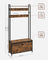 Coat Rack with Shoe Storage - 9 Hooks and Top Shelf - Wood - Rustic Brown and Black