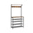 Clothes Rack - Metal - Rustic Brown and Black - Multiple Storage Options with Hooks