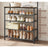 Clothes Rack - Metal - Rustic Brown and Black - Multiple Storage Options with Hooks