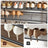 Clothes Rack - Metal - Rustic Brown and Black - Multiple Storage Options with Hooks