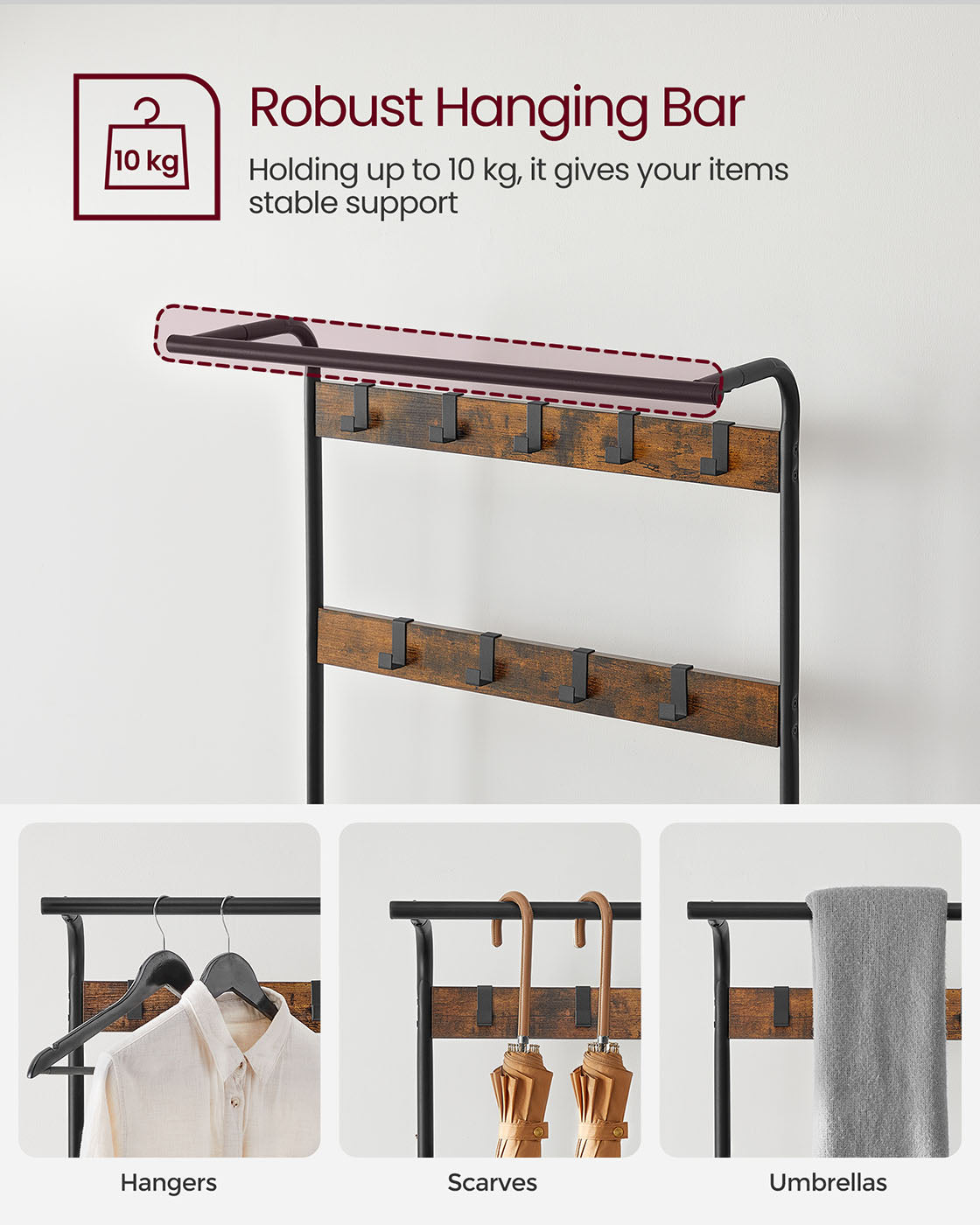 Coat Rack - Metal - Rustic Brown