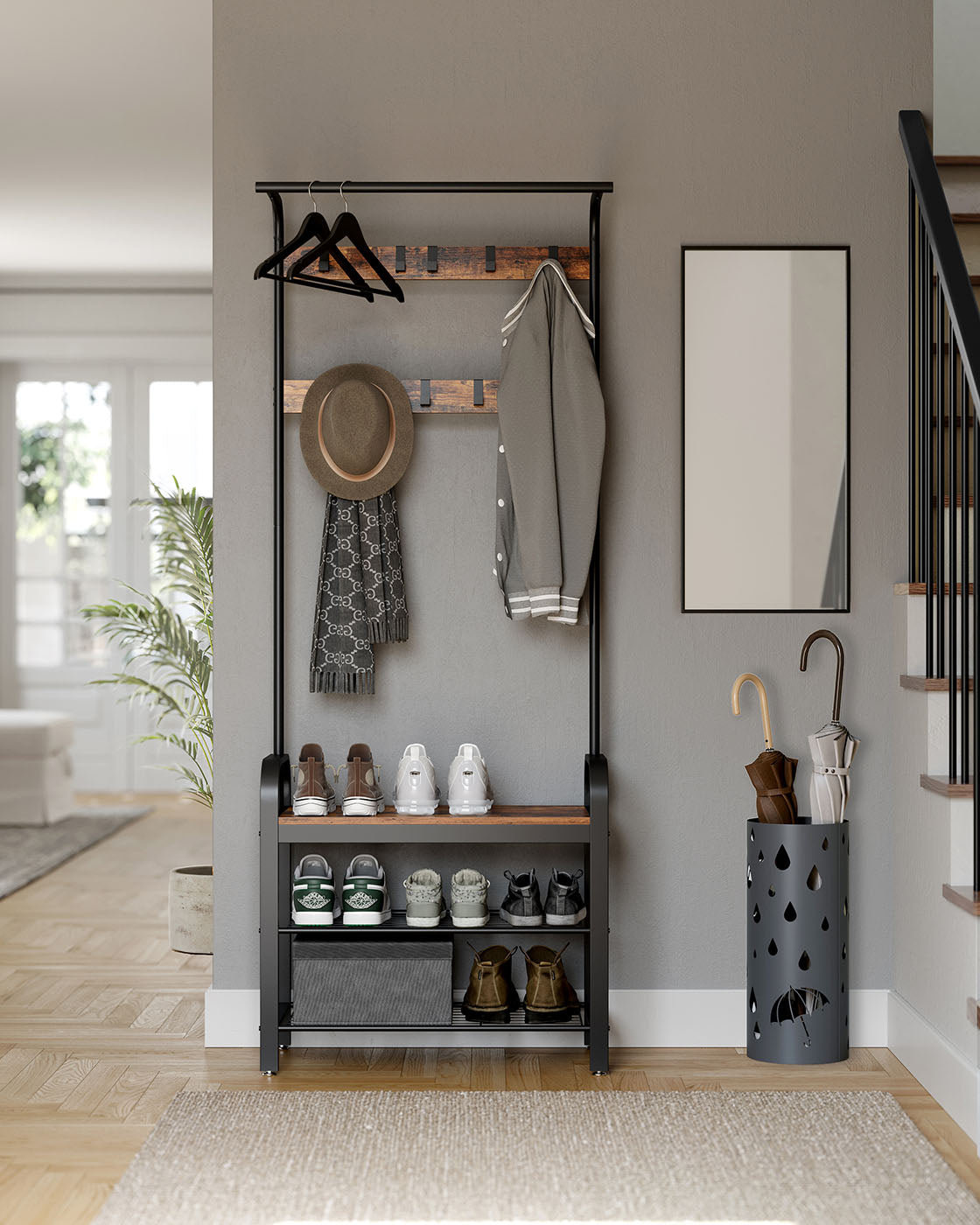 Coat Rack - Metal - Rustic Brown