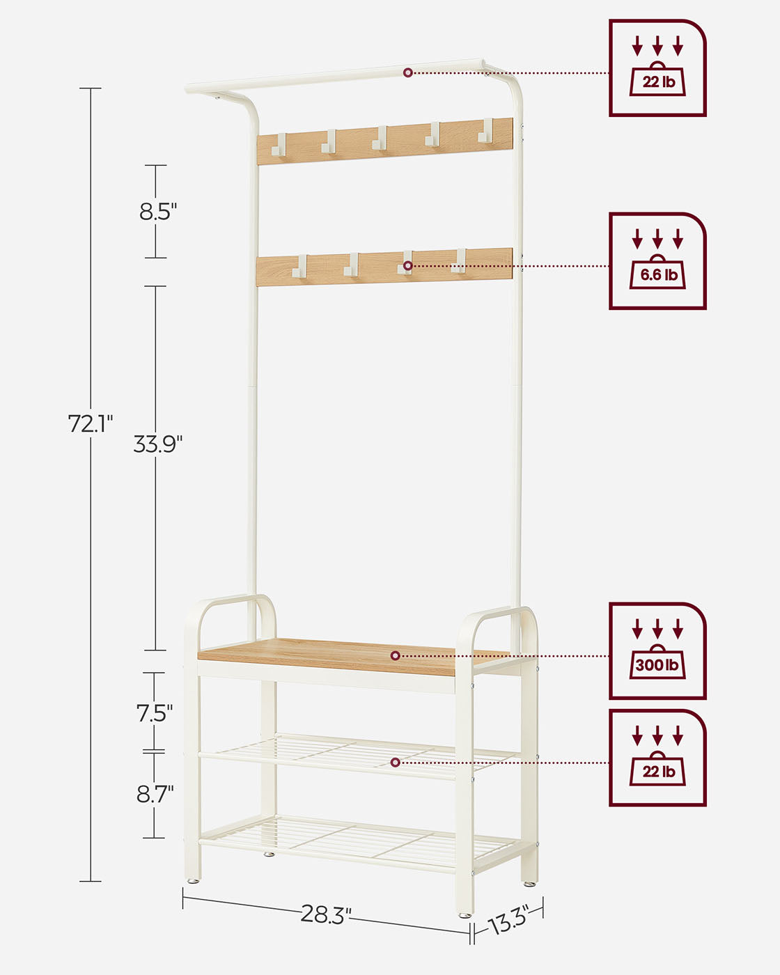 Coat Rack - Metal - Rustic Brown