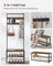 Coat Rack - Wood - Rustic Brown and Black - Hall Tree with Shoe Storage and Movable Hooks