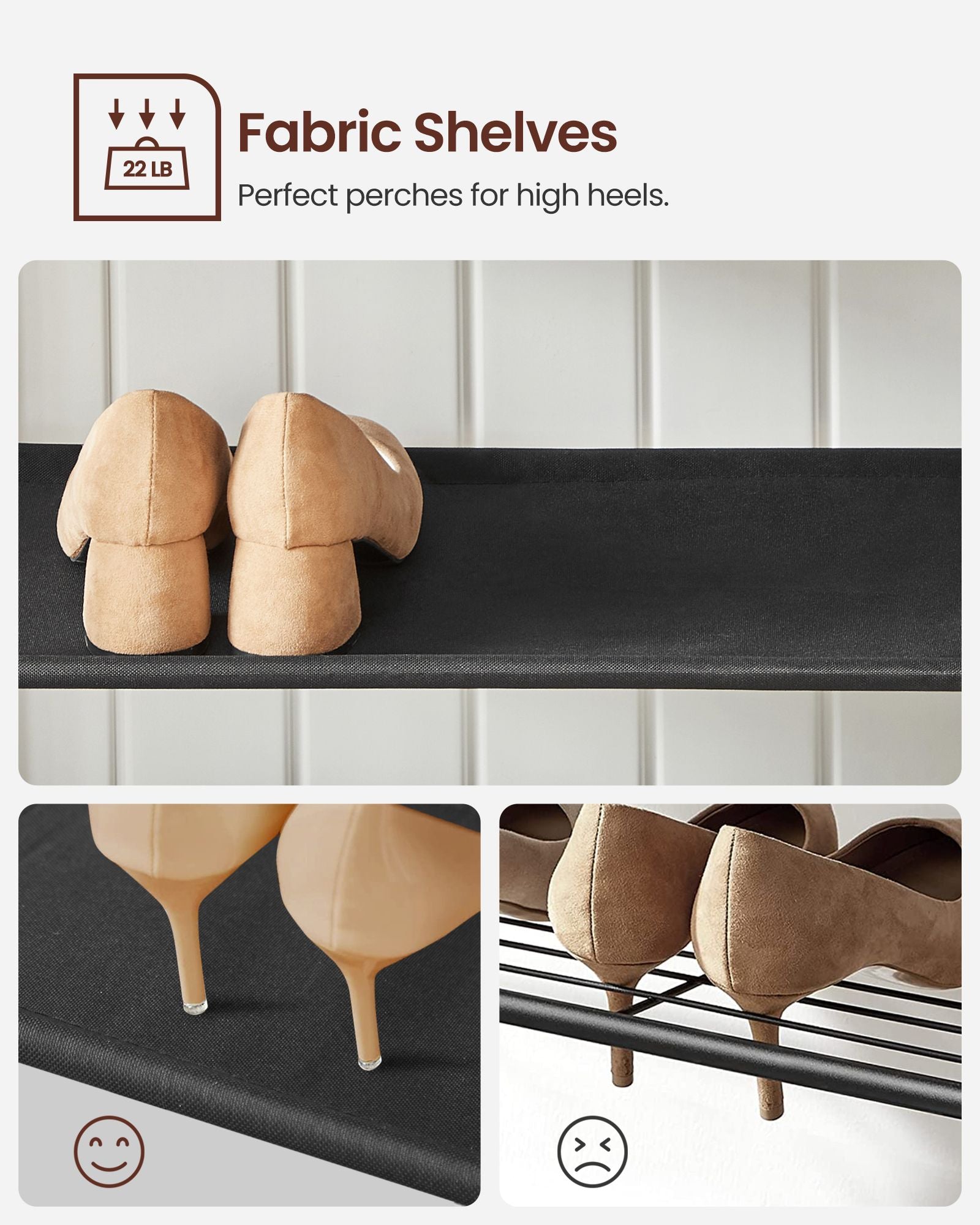 Coat Rack - Wood - Rustic Brown and Black - Hall Tree with Shoe Storage and Movable Hooks
